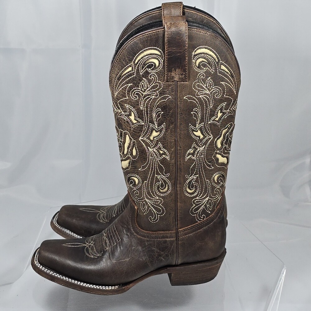J.B. Dillon JBR6093 AVENS Women 7 B Brown Distressed Mid-Calf Western Boots
